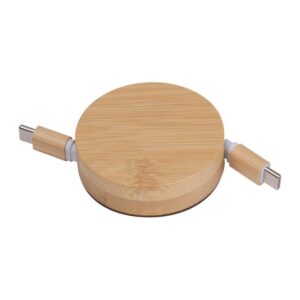 RENTON Прибиращ се заряден кабел USB-C/USB-C с бамбук
