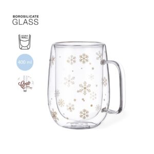 Стъклена двустенна термочаша със снежинки 400 ml
