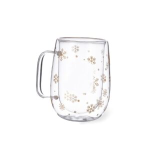 Стъклена двустенна термочаша със снежинки 400 ml